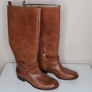Enzo Angiolini 15" wide shaft tan tall leather boots. Sz 8.5